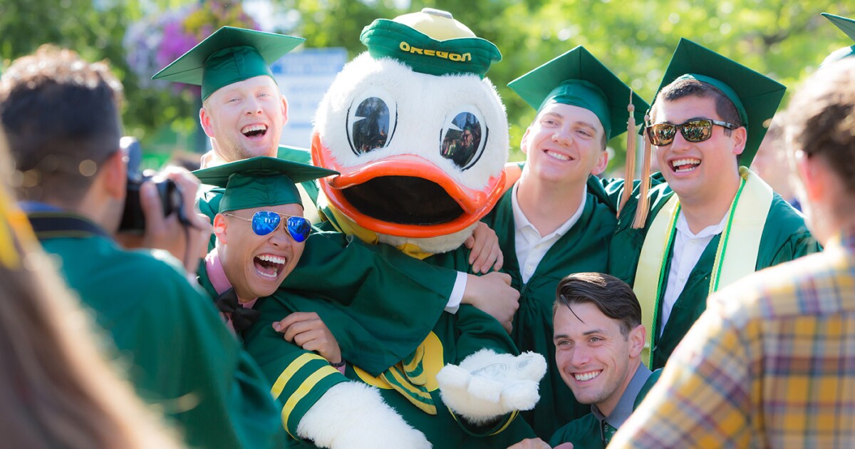 Ducky in Graduation University of Oregon